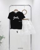  Set áo thun nơ + váy xô ren 8704 