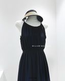  Đầm dây đen cổ yếm hở lưng 8889 