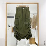  Váy kaki túi hộp rút gấu 097 