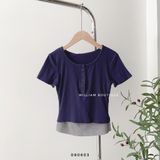  Áo thun 2 lớp xanh xám 2808 