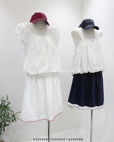  Váy cotton ngắn viền chỉ màu D5091 