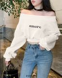  Áo hoodie crop lệch vai 18022 