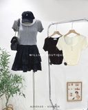  Áo thun gân crop 3 nút 7873 