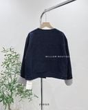  Áo khoác denim cổ tròn tay sọc 1633 