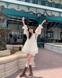  Đầm voan babydoll kem 8333 