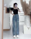  Quần jean suông sọc rách 5377 