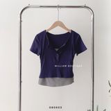  Áo thun 2 lớp xanh xám 2808 