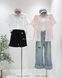  Áo sơ mi tay ngắn rộng thêu gấu 8039 