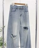  Quần jean suông rộng rách A8031 