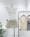  Áo trễ vai thun gân phối ren 4181 