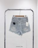  Quần short jean rách đính hạt 60036 