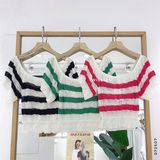  Áo len crop sọc 1150 