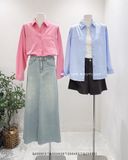  Áo sơ mi cotton gân thêu F 5549 