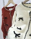  Cardigan len nơ đen chỉ nổi 5359 