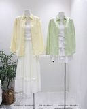  Áo sơ mi cotton gân thêu F 5549 