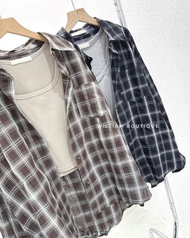  Set áo sơ mi caro + áo dây 1046 