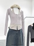  Áo len gân phối ba lỗ 9916 