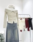  Áo len gân gấp quây nút 618 