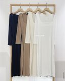  Đầm thun gân cổ vuông 4039 