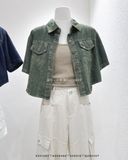  Áo sơ mi denim crop ngắn tay 9607 
