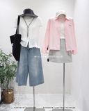  Áo sơ mi cotton mỏng ngắn thêu túi FL9035 