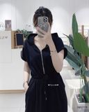  Đầm thun nón khoá kéo 6538 