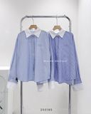  Áo sơ mi kẻ sọc cổ trắng 721 