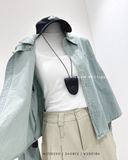  Áo sơ mi denim ngắn khuy đồng 8025 