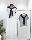  Áo dệt kim thêu ngựa kèm khăn 8896 