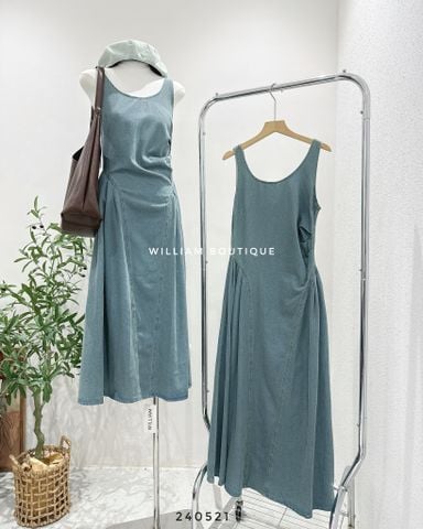  Đầm dây denim cổ vuông 5838 