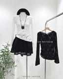  Váy ngắn xoè 2 tầng viền ren 1390 