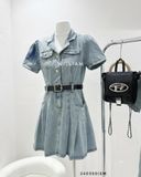 Đầm sm denim cổ vest 3911 
