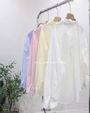  Áo sơ mi cotton trơn thêu chữ 6042 