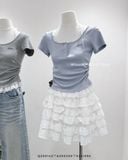  Áo thun 2 nút phối ren 2807 