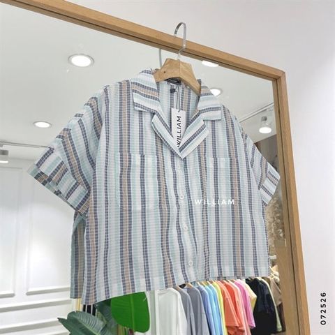  Áo sơ mi crop sọc xốp WILLIAM 456 