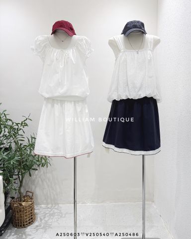  Váy cotton ngắn viền chỉ màu D5091 