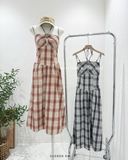  Đầm dây caro đính bông 1498 