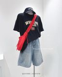  Quần short jean ngố lưng thun 6521 