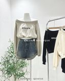  Áo hoodie crop lệch vai 18022 