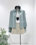 Áo sơ mi denim ngắn khuy đồng 8025 