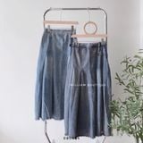  Váy jean dài xếp ly 7543 