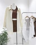  Áo sơ mi trơn rộng + áo ba lỗ 622 