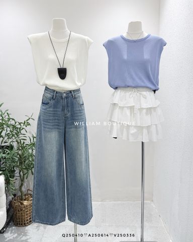  Áo dệt kim ba lỗ nút lưng rút eo 0159 