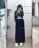 Váy thun suông xẻ sau 