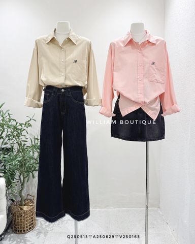  Áo sơ mi cotton mỏng túi thêu FL9020 