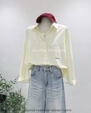  Áo sơ mi cotton trơn thêu chữ 6042 