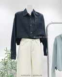  Áo sơ mi denim ngắn khuy đồng 8025 