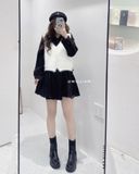  Đầm sơ mi nhung gân 2125 