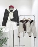  Áo hoodie sọc kèm khăn 8011 