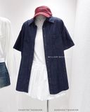  Áo sơ mi denim 2 túi trơn tay ngắn 9712 